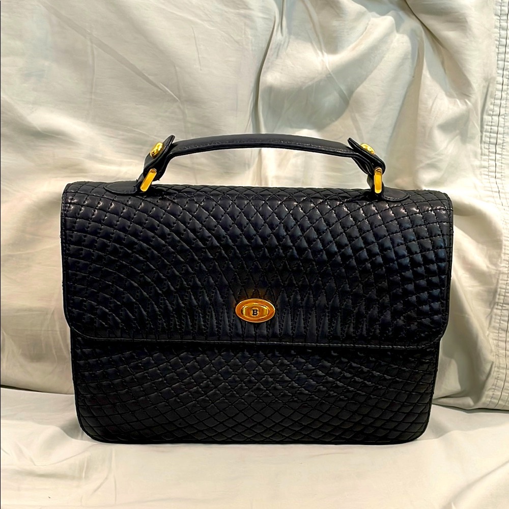 Vintage Bally Quilted Lambskin Turnlock Handbag preowned